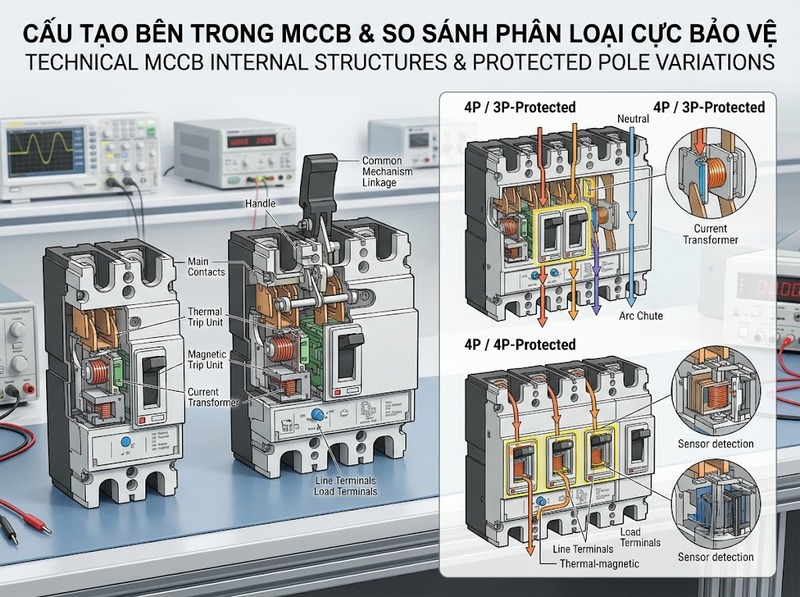 MCCB 2P, 3P và 4P khác nhau như thế nào?